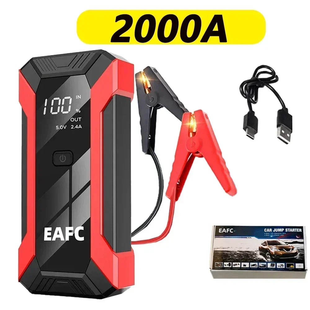 New 2000A/1200A Portable Car Jump Starter Power Bank Car Booster Charger 12V Starting Device Petrol Diesel Car Emergency Booster