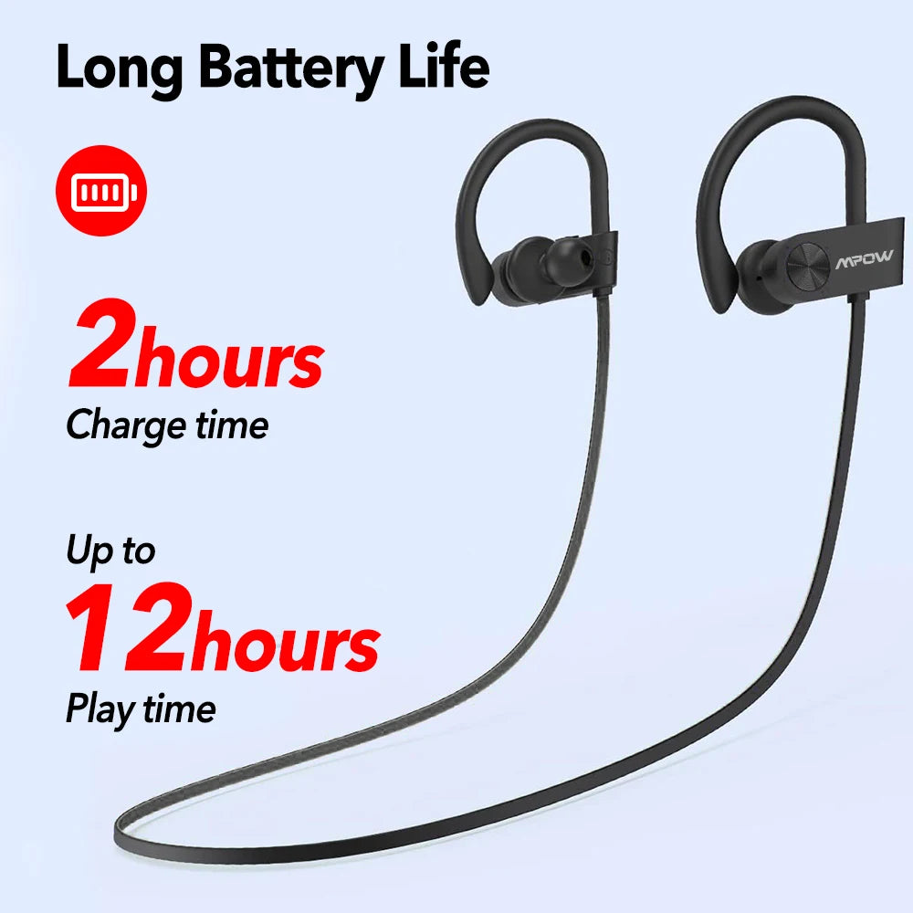 Waterproof Bluetooth Earbuds 12 Hours Playtime Noise Canceling Mic for iPhone