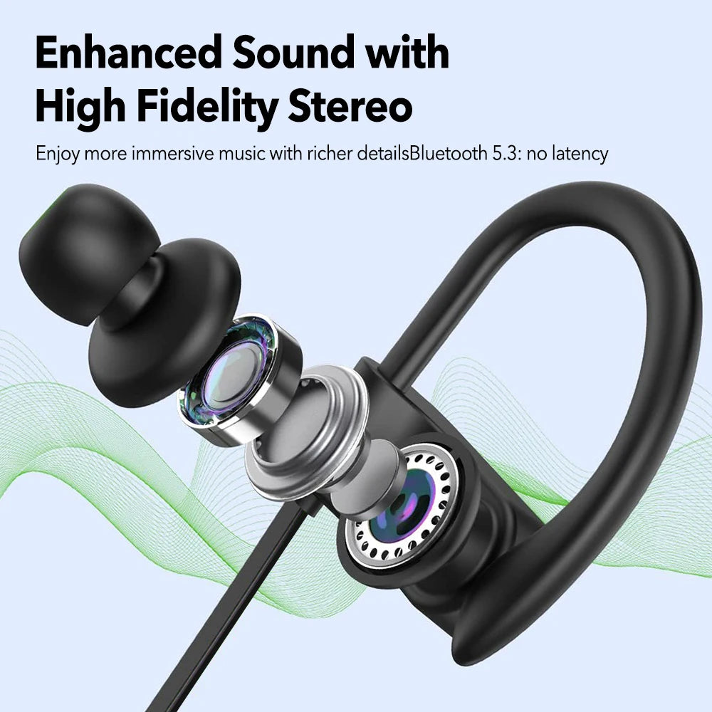 Waterproof Bluetooth Earbuds 12 Hours Playtime Noise Canceling Mic for iPhone