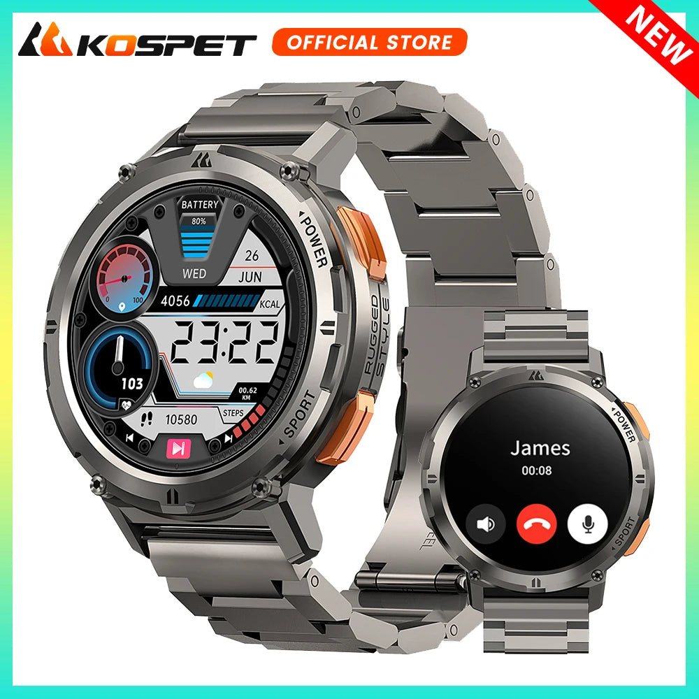 2024 Original KOSPET TANK T2 Smart Watch For Men Smartwatch AI Voice Bluetooth Call Waterproof Digital Electronic Smartwatch