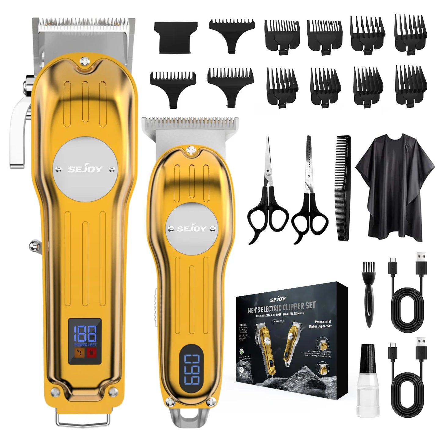 Sejoy Professional Combo Kits Hair Clipper Electric Hair Trimmer Set For Men Rechargeable Cordless Haircut Machine for Barber