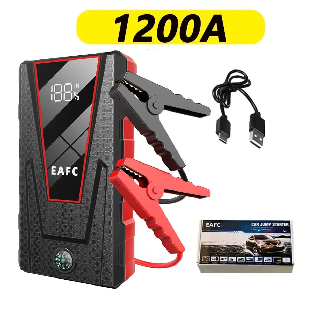 New 2000A/1200A Portable Car Jump Starter Power Bank Car Booster Charger 12V Starting Device Petrol Diesel Car Emergency Booster