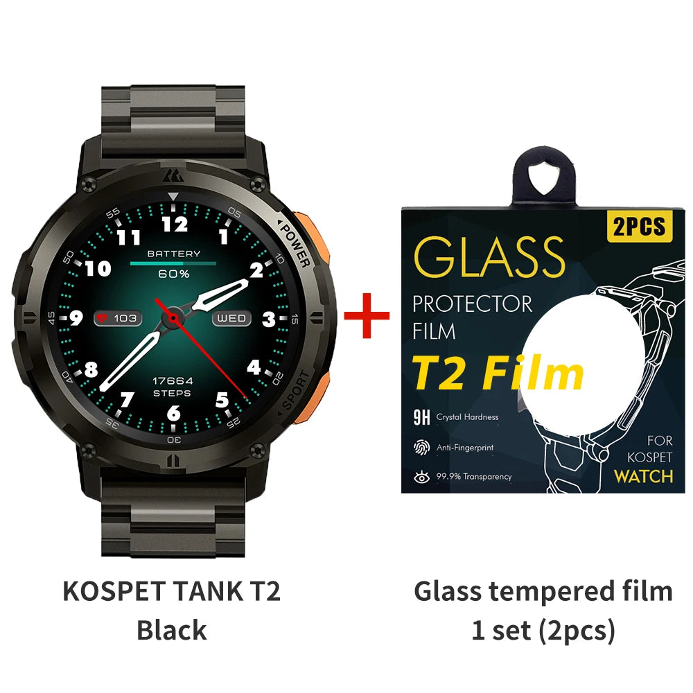 2024 Original KOSPET TANK T2 Smart Watch For Men Smartwatch AI Voice Bluetooth Call Waterproof Digital Electronic Smartwatch