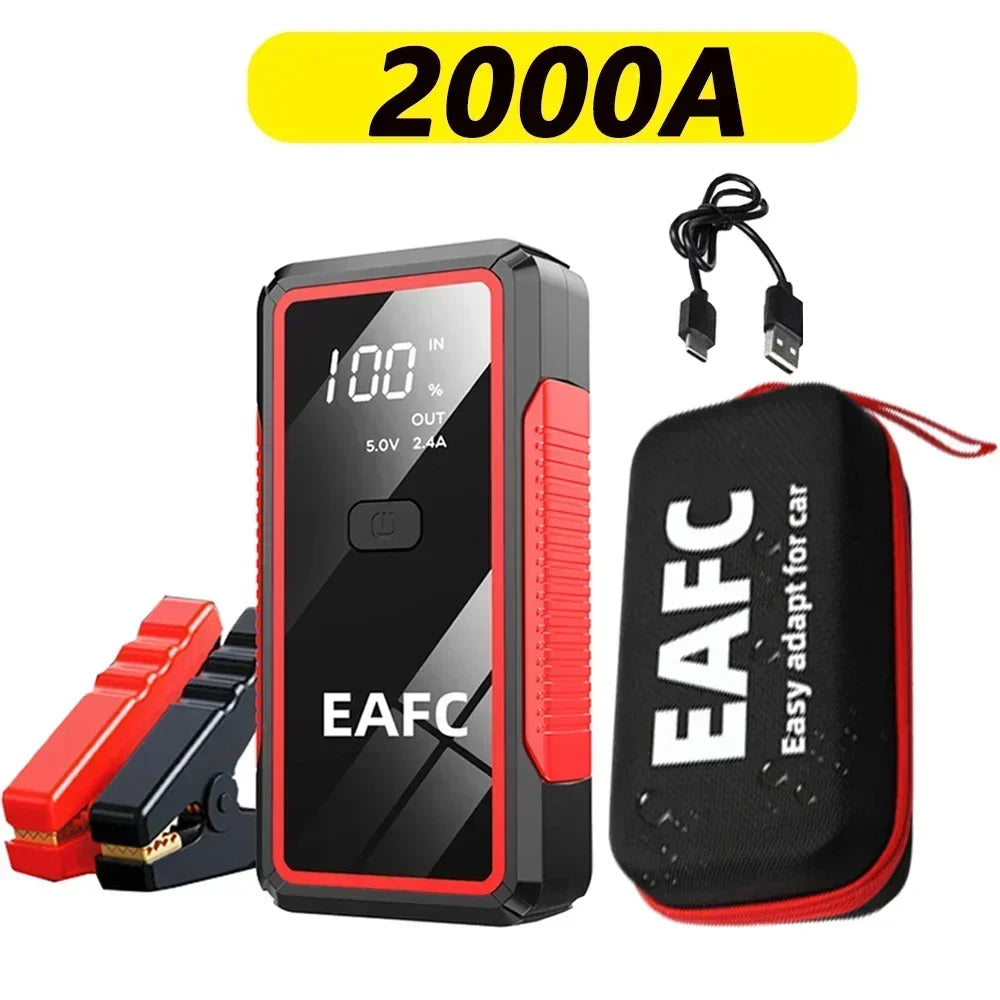 New 2000A/1200A Portable Car Jump Starter Power Bank Car Booster Charger 12V Starting Device Petrol Diesel Car Emergency Booster