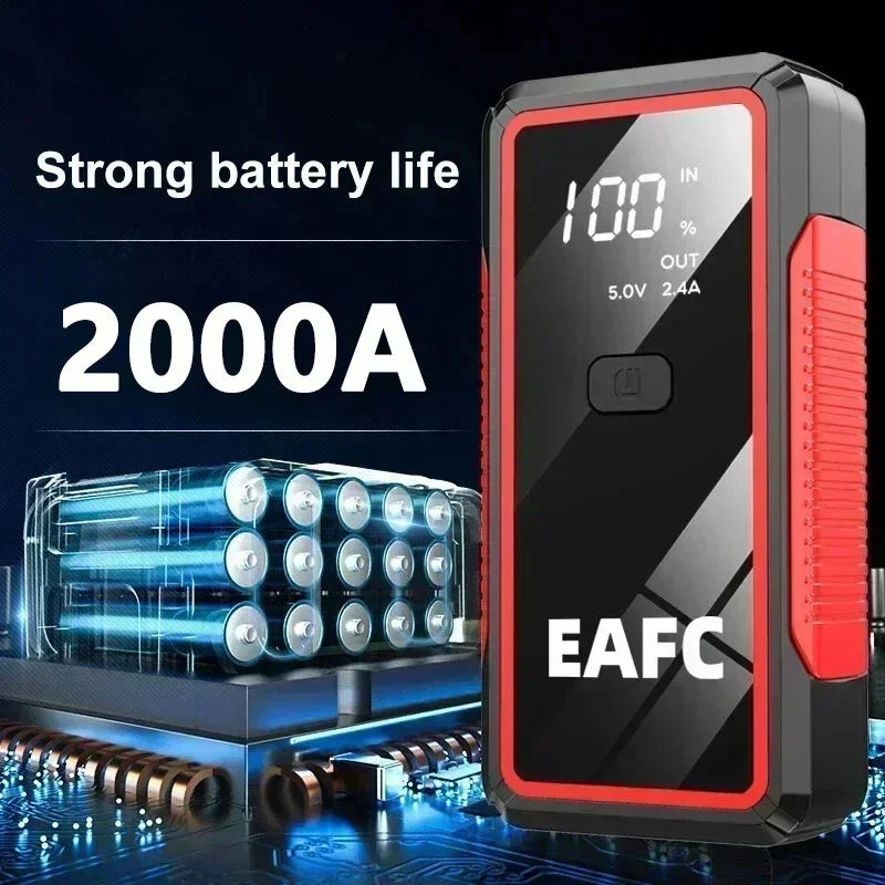 New 2000A/1200A Portable Car Jump Starter Power Bank Car Booster Charger 12V Starting Device Petrol Diesel Car Emergency Booster