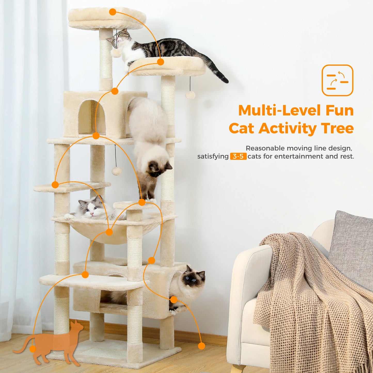 Cat Tower for Indoor Cats Multi-Level Plush Cat Condo