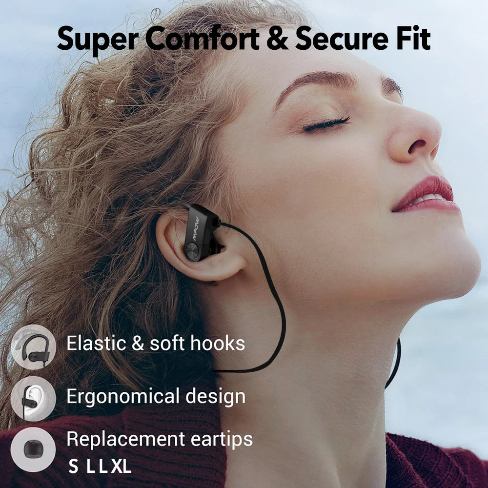 Waterproof Bluetooth Earbuds 12 Hours Playtime Noise Canceling Mic for iPhone