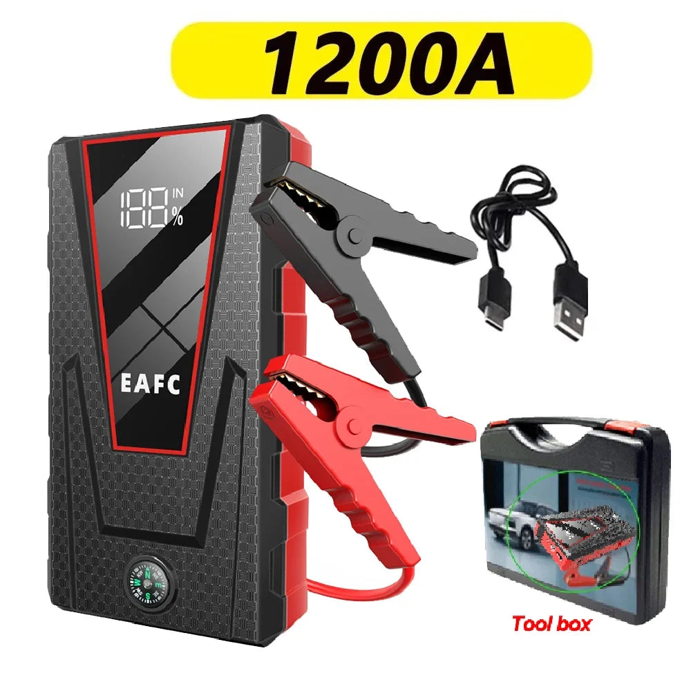 New 2000A/1200A Portable Car Jump Starter Power Bank Car Booster Charger 12V Starting Device Petrol Diesel Car Emergency Booster