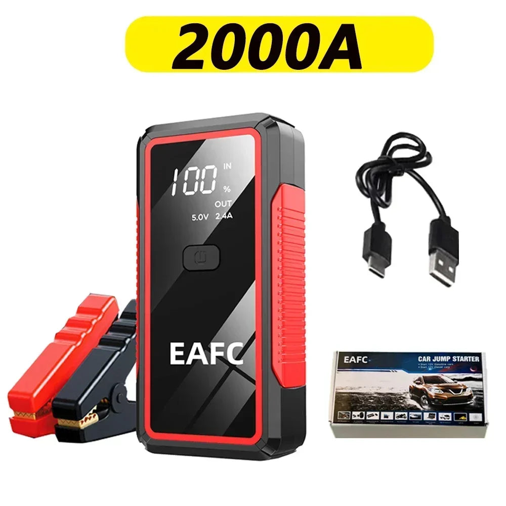 New 2000A/1200A Portable Car Jump Starter Power Bank Car Booster Charger 12V Starting Device Petrol Diesel Car Emergency Booster