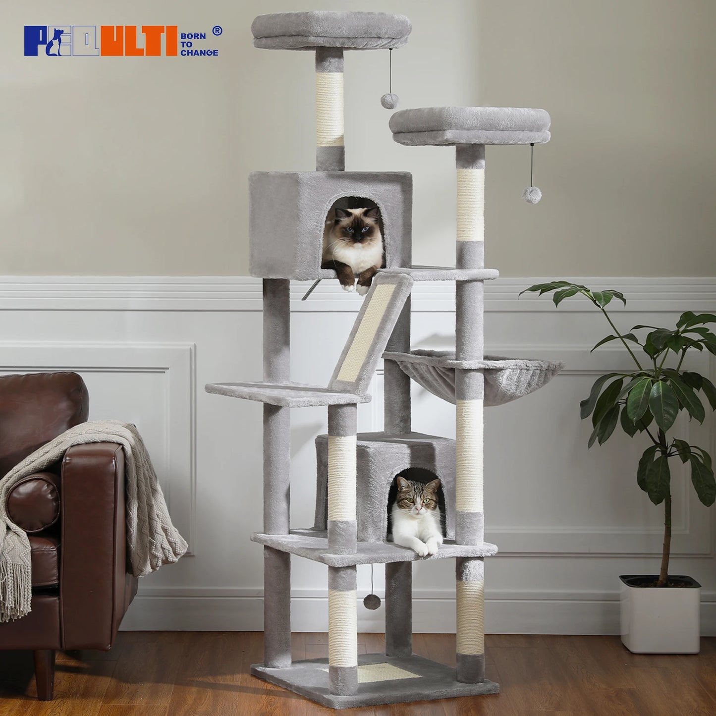 Cat Tower for Indoor Cats Multi-Level Plush Cat Condo