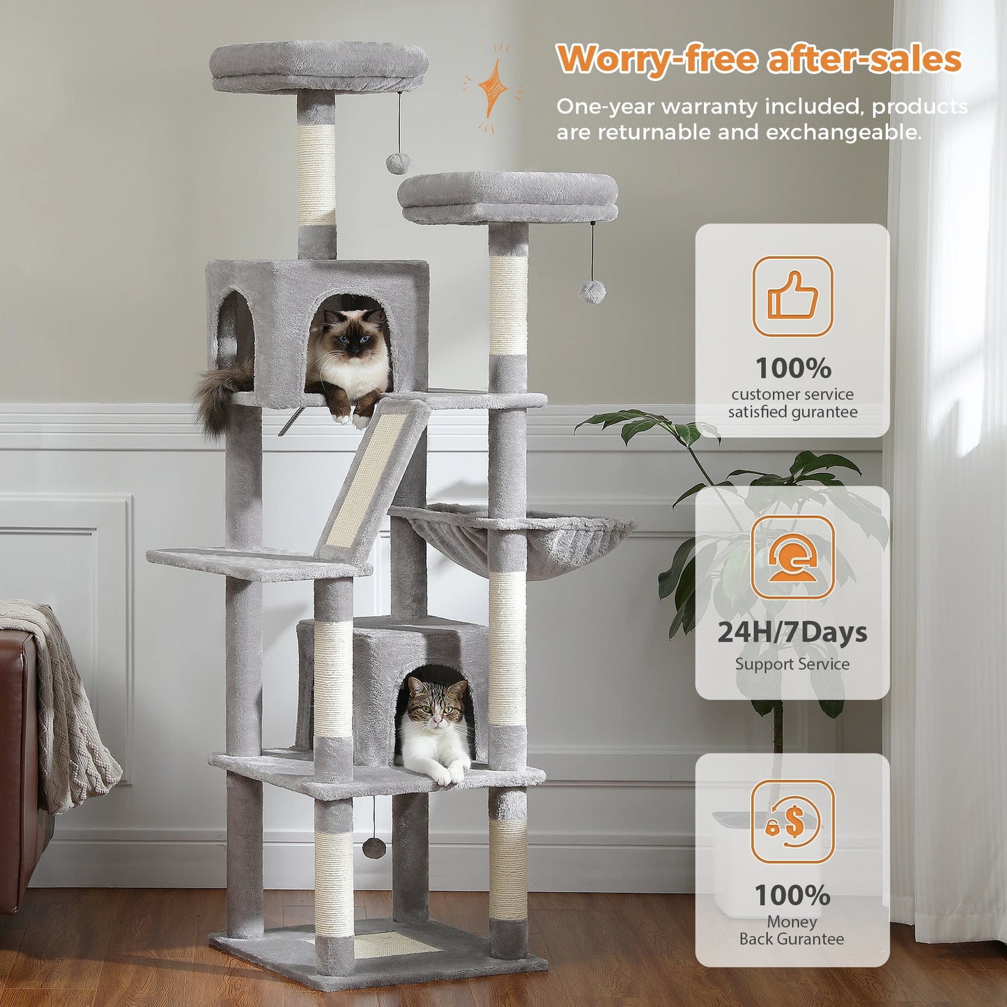 Cat Tower for Indoor Cats Multi-Level Plush Cat Condo