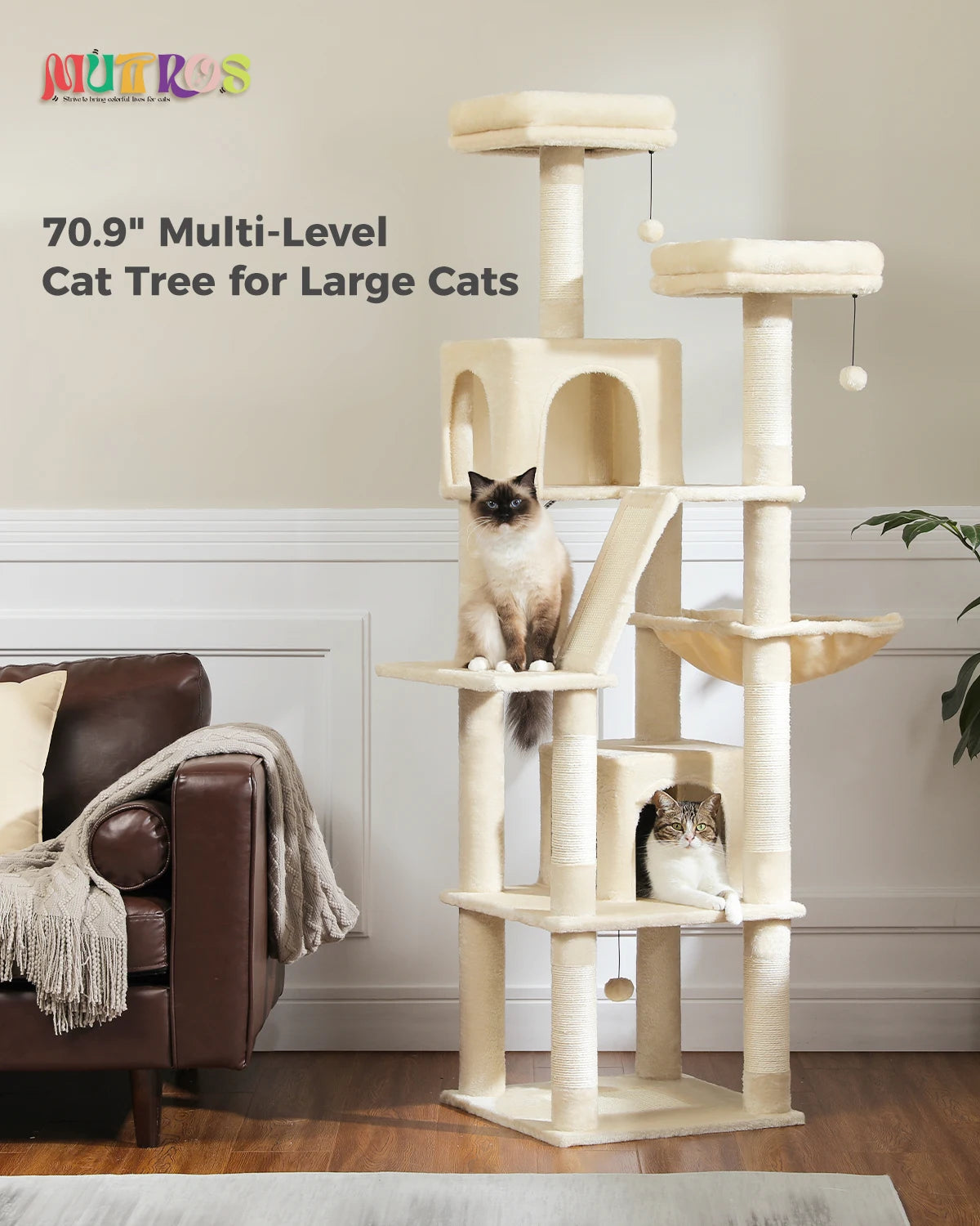 Cat Tower for Indoor Cats Multi-Level Plush Cat Condo